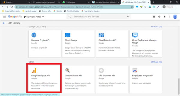 Step 14. Scroll down and Click on Google Analytics API