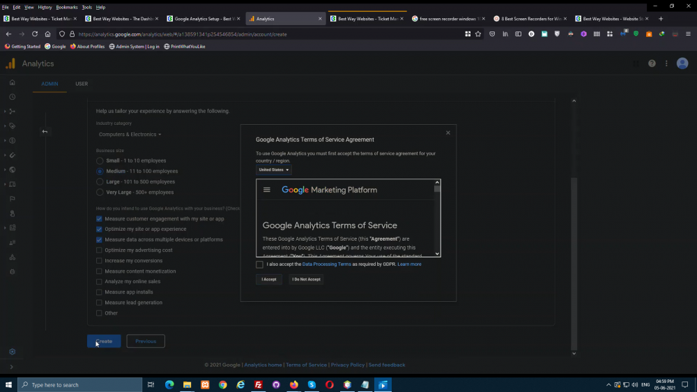 Step 2.5 Accept google analytics terms of service agreement Step 2.5 Accept google analytics terms of service agreement